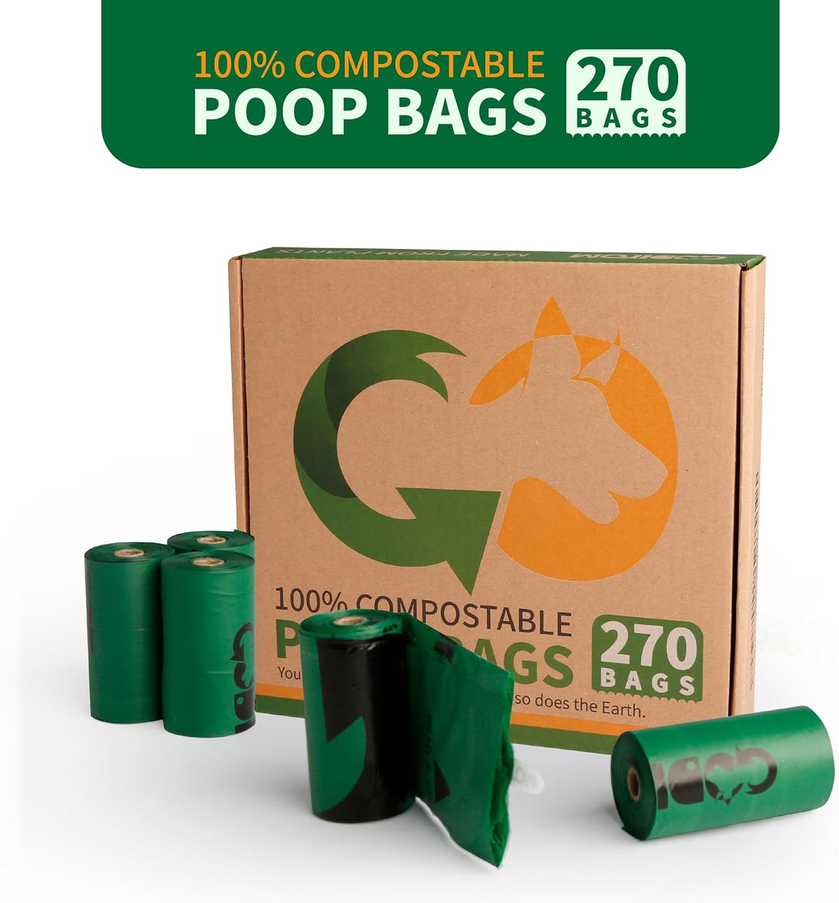 Certified Home Compostable Dog Poop Bags, 270 Plant Based Bags – Essentials for Dogs - Dark Green / 270 Count (Pack of 1) - image 4