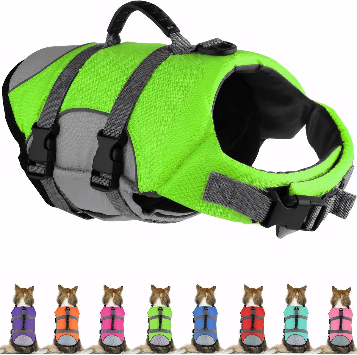 Mklhgty Hawaiian Dog Life Jacket - Green / Medium