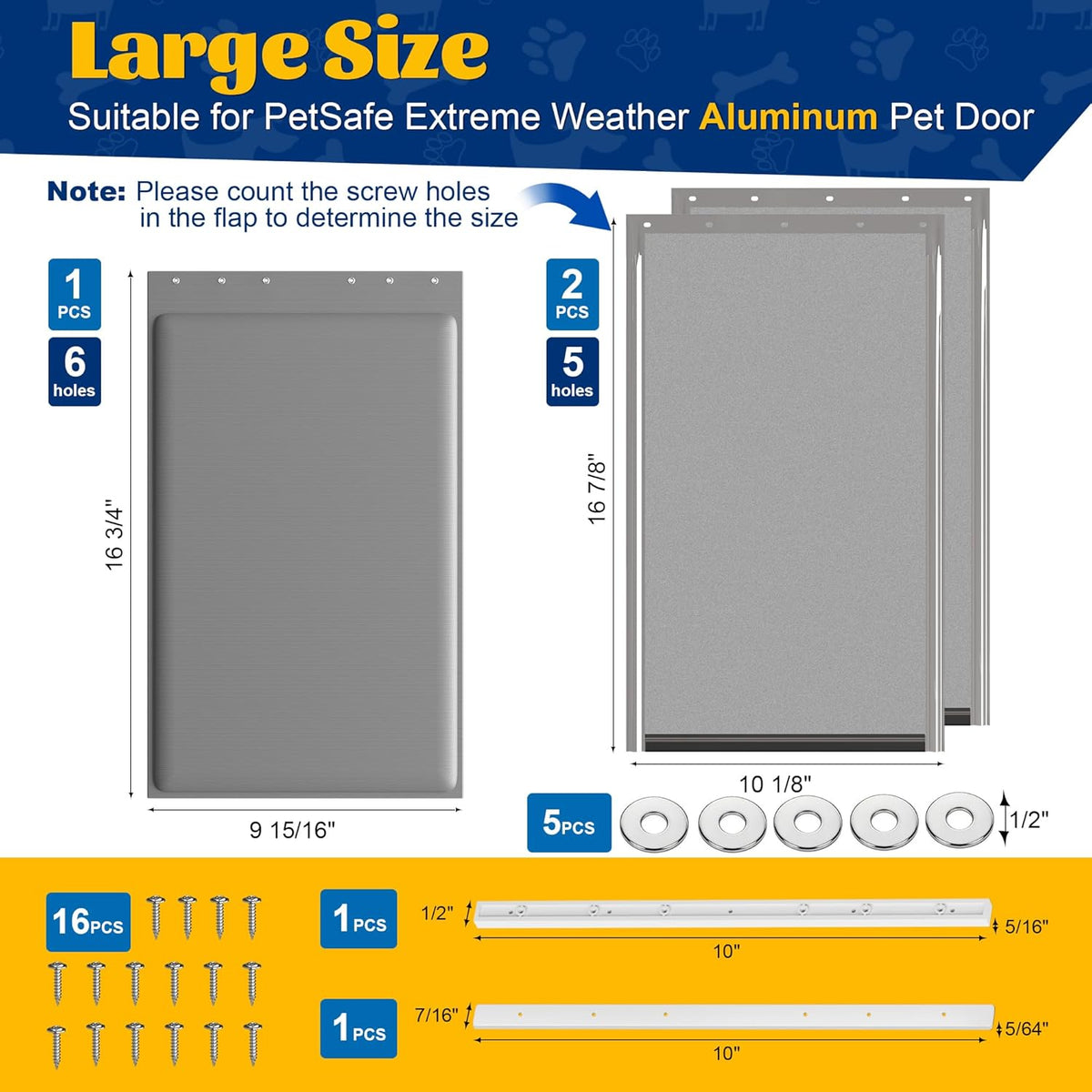 2PC Replacement Flap PAC11-11039 with Screws & Washers for PetSafe - Without Bracket-smoky Translucent / Extreme Weather-Large PAC11-11039 / 2 - image 3