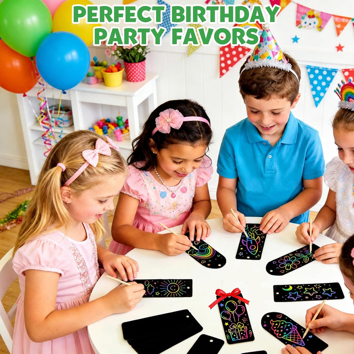 ZMLM Rainbow Scratch Paper Art Bookmarks for Kids Party Favors 36 Pack – Fun for Kids & Family - 36 - image 3