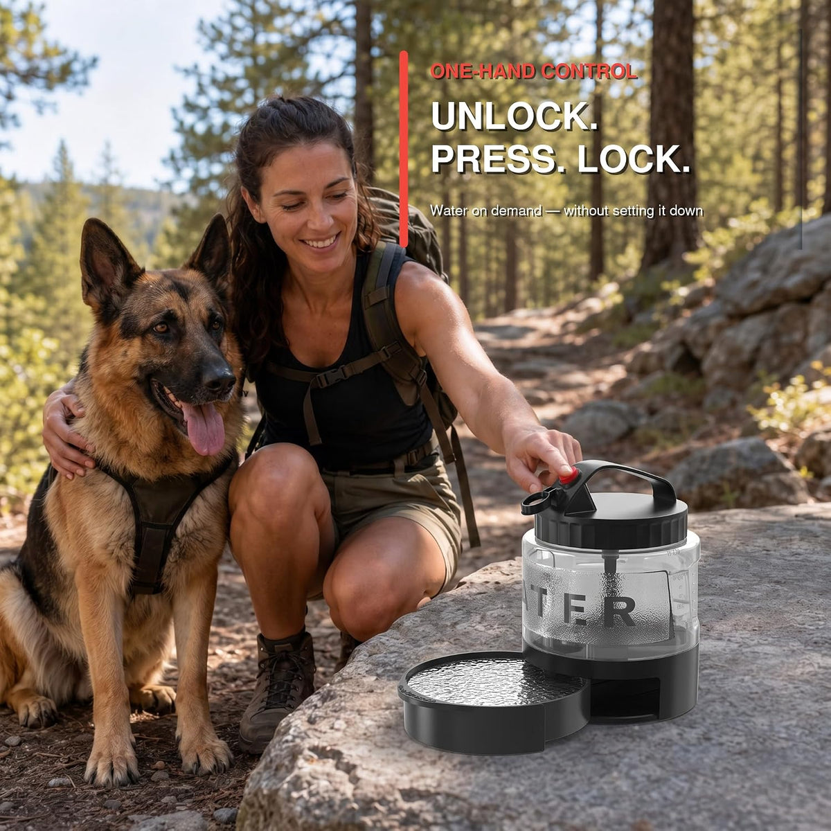 Portable Dog Water Bottle with Bowl, Large 77 oz/2.2 L, Black – Essentials for Dogs - 56oz-Black - image 2