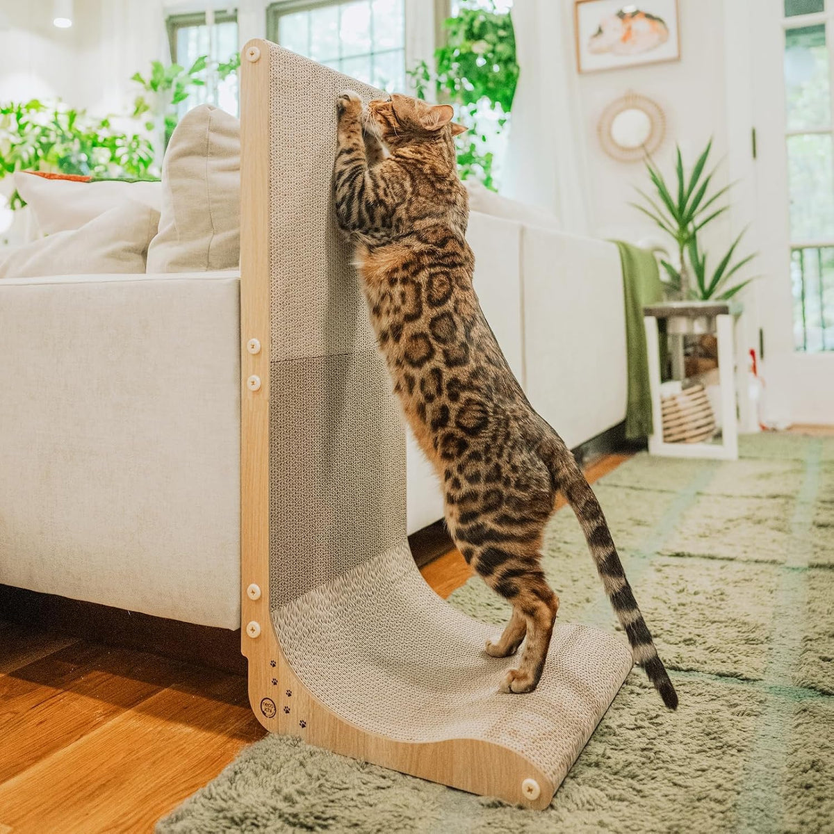 Necoichi Cardboard Cat Scratcher Wall for Indoor Cats - Large 33.5" / Wall(Oak)