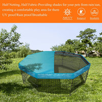Playpen Top Cover for 24'' Width 8 Panel Pen - Blue / Only Top Cover, Adhesive Tape Connections - image 3