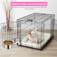 2 Pcs Stainless Steel Small Dog Crate Food Water Bowl - S (34 & 19 OZ) / Silver - image 3