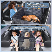 3-in-1 Convertible PU Leather Dog Car Seat Extender & Booster Seat – 400lb Capacity, Waterproof, Hard Bottom, Scratch-Proof Hammock for Cars & SUVs-L
