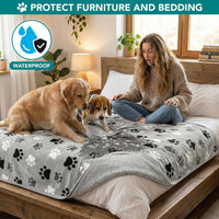 PetAmi Waterproof Dog Blanket Puppy Couch Bed Cover Queen 90x90 - Paw Gray / Queen (90x90) - image 3