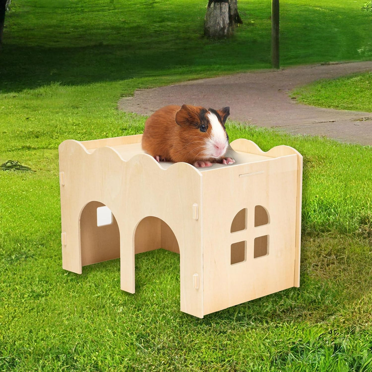 Natural Wooden Chew-Proof Guinea Pig Hideout – Essentials for Small Pets - image 4