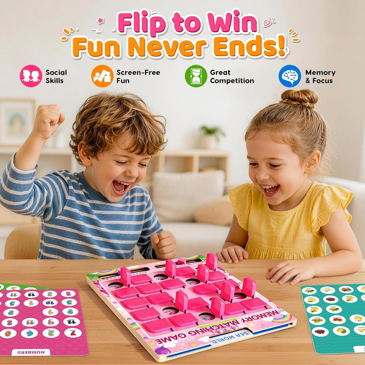 Memory Matching Game for Kids - Pink - image 3