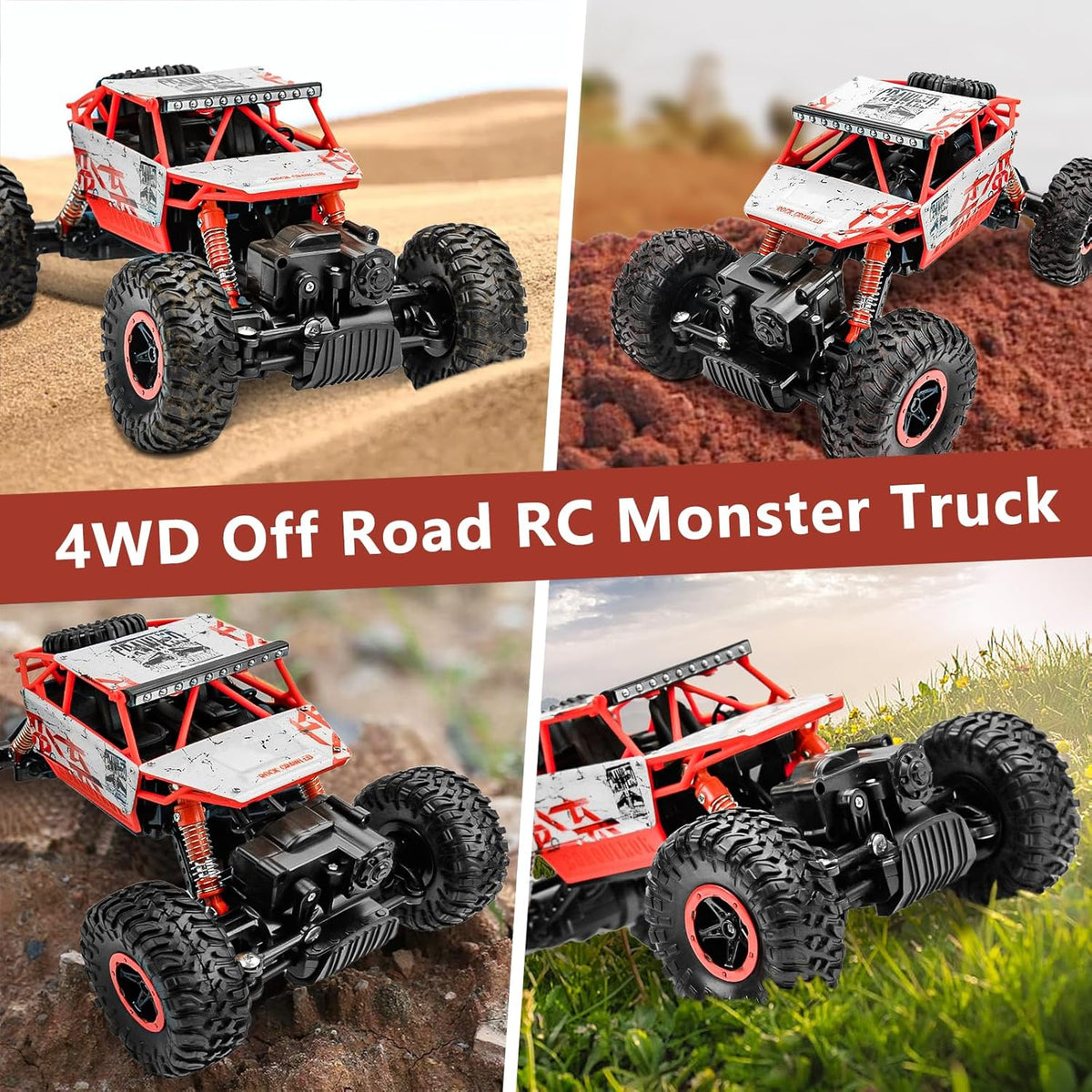 Cheerwing 1:18 Rock Crawler 2.4Ghz Remote Control Car 4WD Off Road RC - Red - image 4