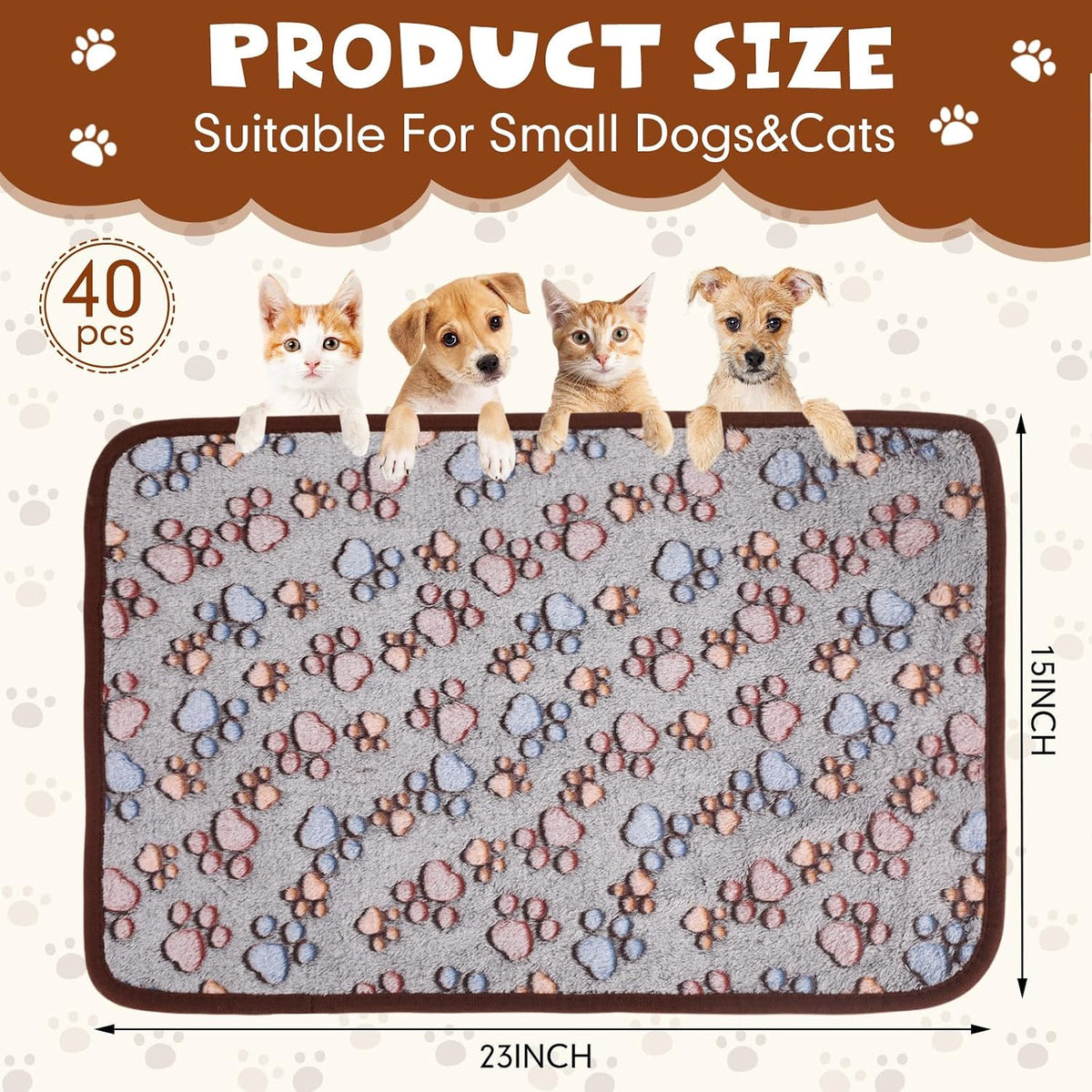 Chumia 40 Pcs Dog Blankets, Pink, Purple - Paw / Black / 1 - image 2