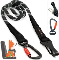 ARCA PET Carbon Black dog car seatbelt with reflective climbing rope and swivel carabiner