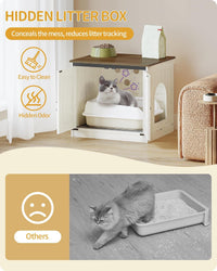 Hzuaneri Cat Litter Box Enclosure - Rustic White and Brown / 23.6"L x 19.7"W x 21.3"H - image 3