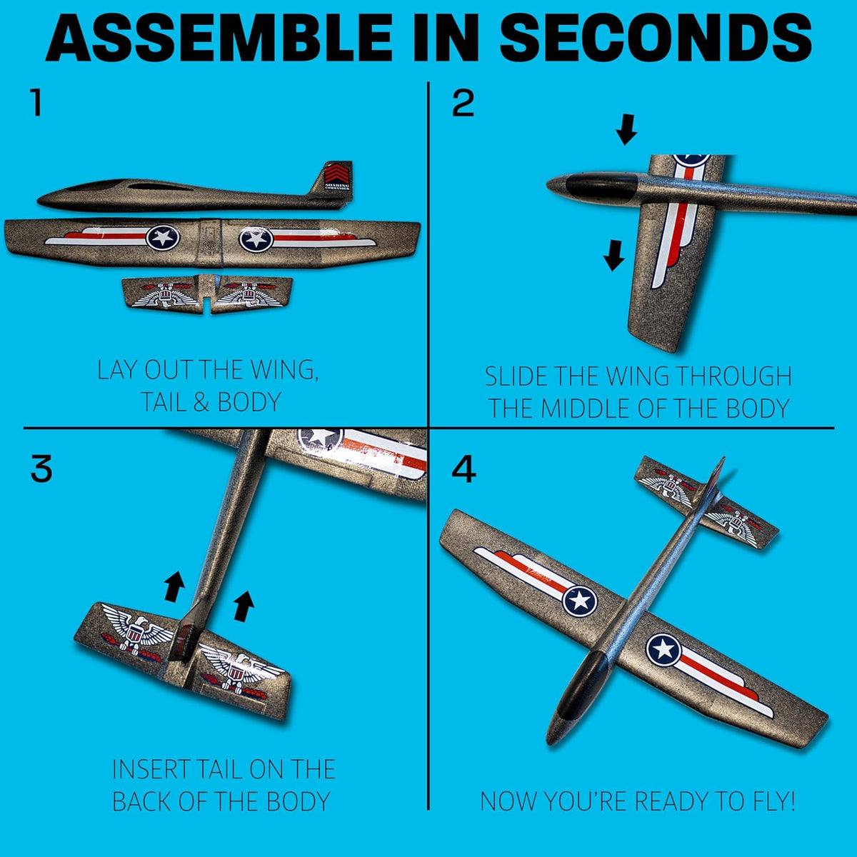 Foam Airplane Toy for Kids, Easy to Throw Glider Plane - 3 Plane Gliders - image 2