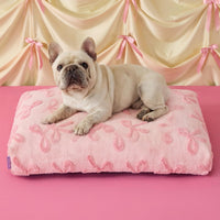 LE SURE Cute Aesthetic Dog Bed for Crate - 30.0"L x 20.0"W x 4.0"Th / Bow Pink