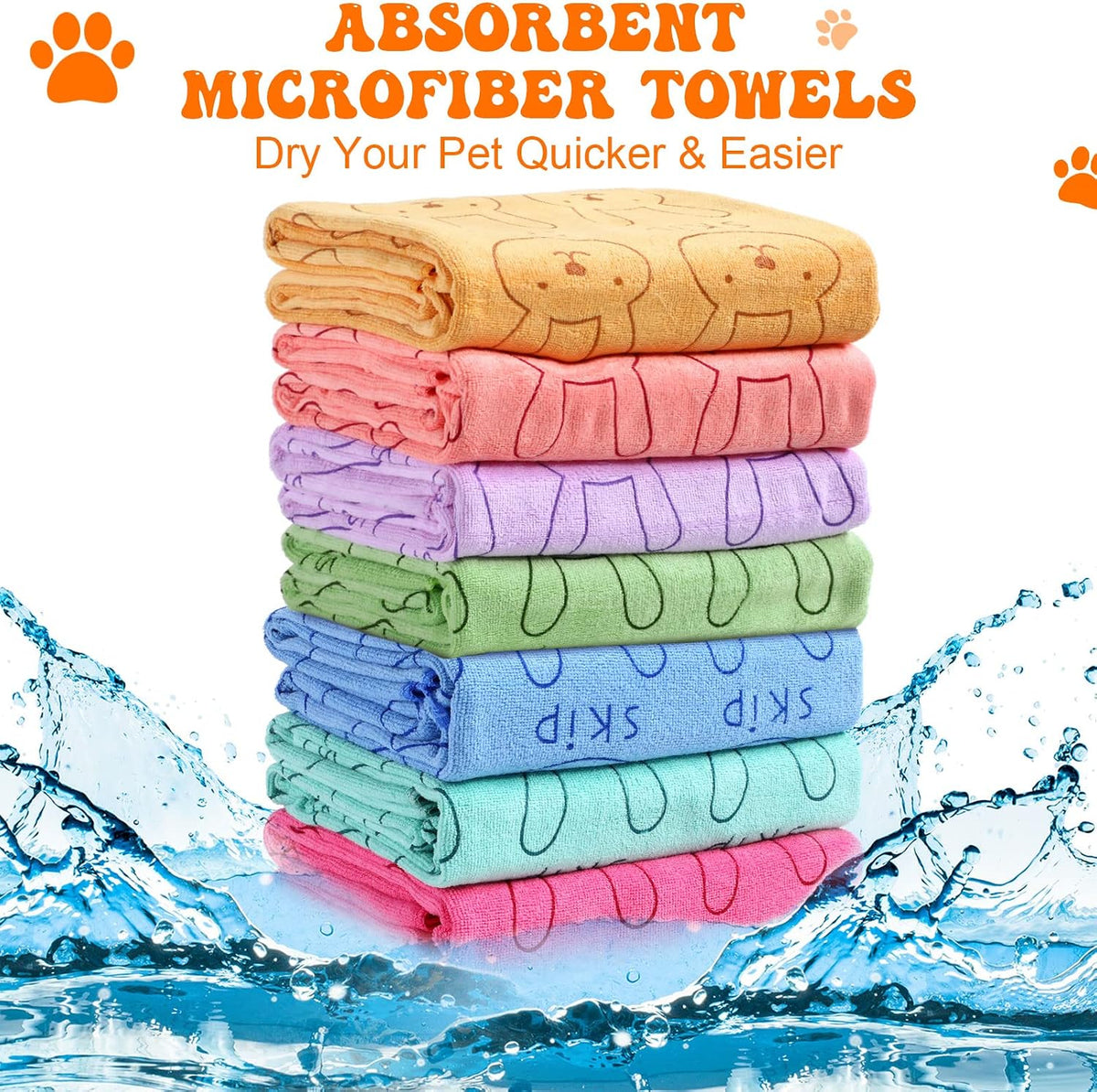 Peryiter 8 Pcs Dog Drying Towels Bulk 55'' x 28'' Pet Grooming - Colorful - image 2