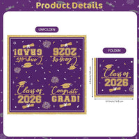 PERFQU Class of 2026 graduation napkins in blue and gold with cap and tassel design - view 9