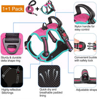 tobeDRI No Pull Dog Harness Adjustable Reflective Oxford Easy Control - Pink/Blue / Medium - image 3