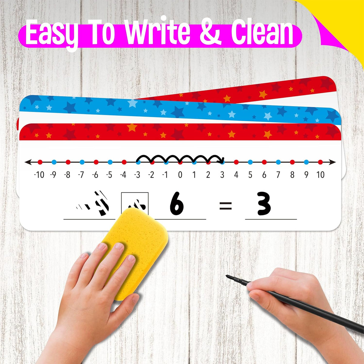 SpriteGru number line dry erase boards with 0-10 and 0-20 lines and colorful star print - view 10