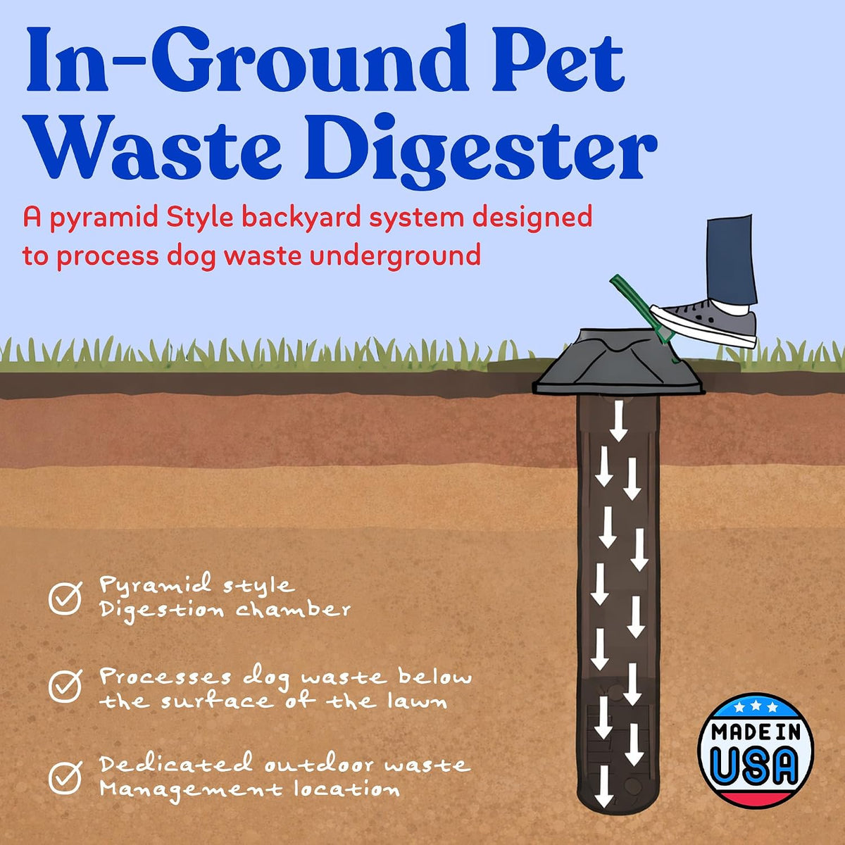 Doggie Dooley Pet Waste Digester, Black with Green - Large / Pyramid Style - image 2