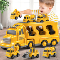 Beby Buty 5 in 1 construction truck toys with transport carrier, crane, mixer, bulldozer, excavator - view 3