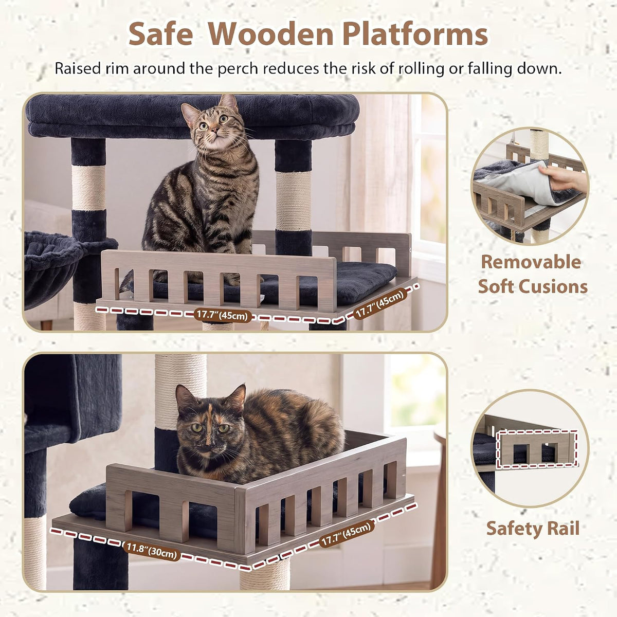 Maine Coon Cat Tree, Heavy Duty Cat Tower for 20 lbs+, GCT033G – Essentials for Cats - 68.5 inches / Dark Gray - image 3
