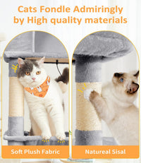 ABCPET Large Cat Tree, Cat Tower, Multi-Tier, Indoor Cat, Sisal Scratching Post, Widened Cat Perching Post, Square Hammo