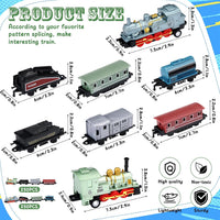 Hanaive 2 Set Train Toys Small Pull Back Train Steam Locomotive - Blue,green - image 2