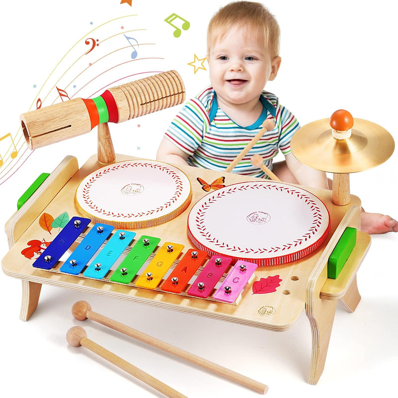 WINGYZ Kids Drum Set, 7-in-1 Wooden Music Instruments for Toddlers FSC Safe – Fun for Kids & Family