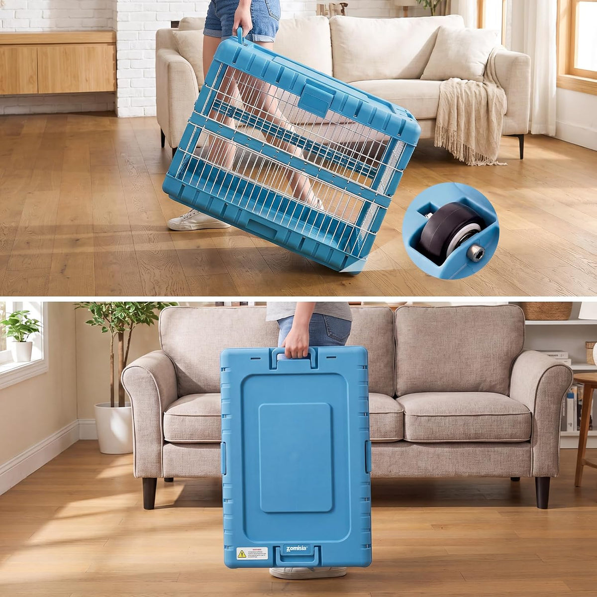 28" L Collapsible Dog Crate for Dogs - Blue / 27.95 x 18.9 x 21.65 in - image 4