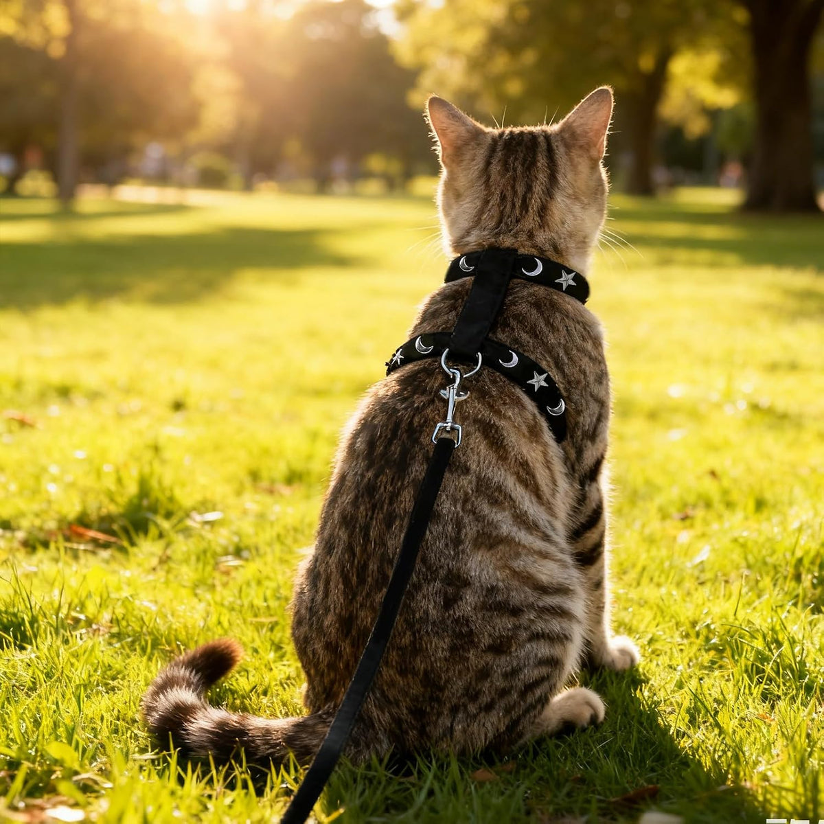 Cat Harness and Leash Set, Escape Proof Adjustable Cat Harness - Star-Moon / Medium - image 4