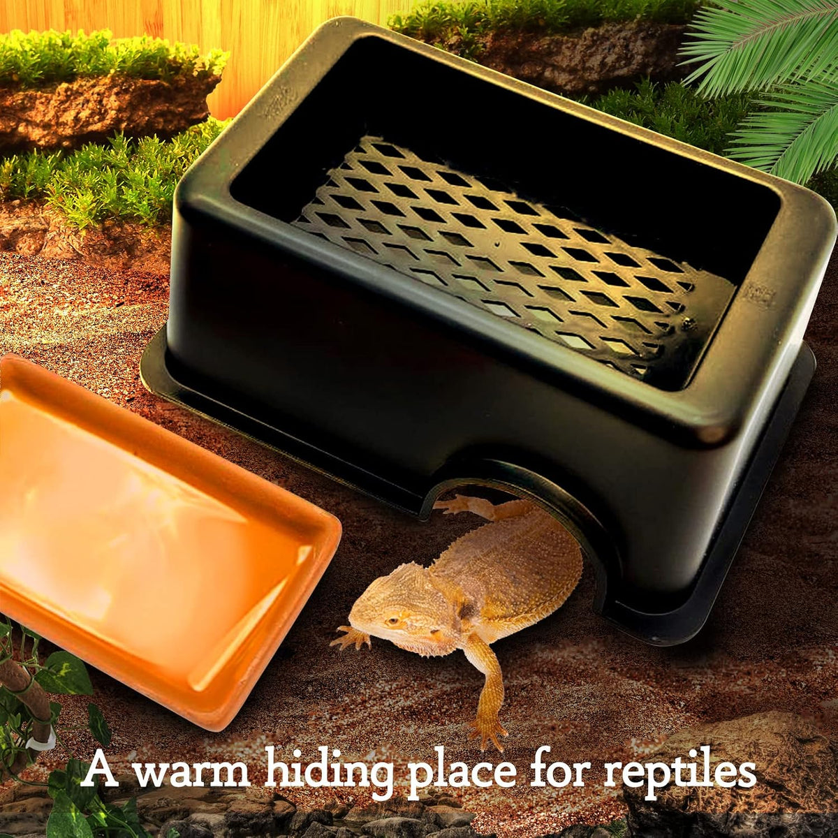 Reptile Hide Box, Humid Hideout Cave for Reptiles Snake Hide Lizards Hideaway Hut Leopard Gecko - 2 PCS - image 4