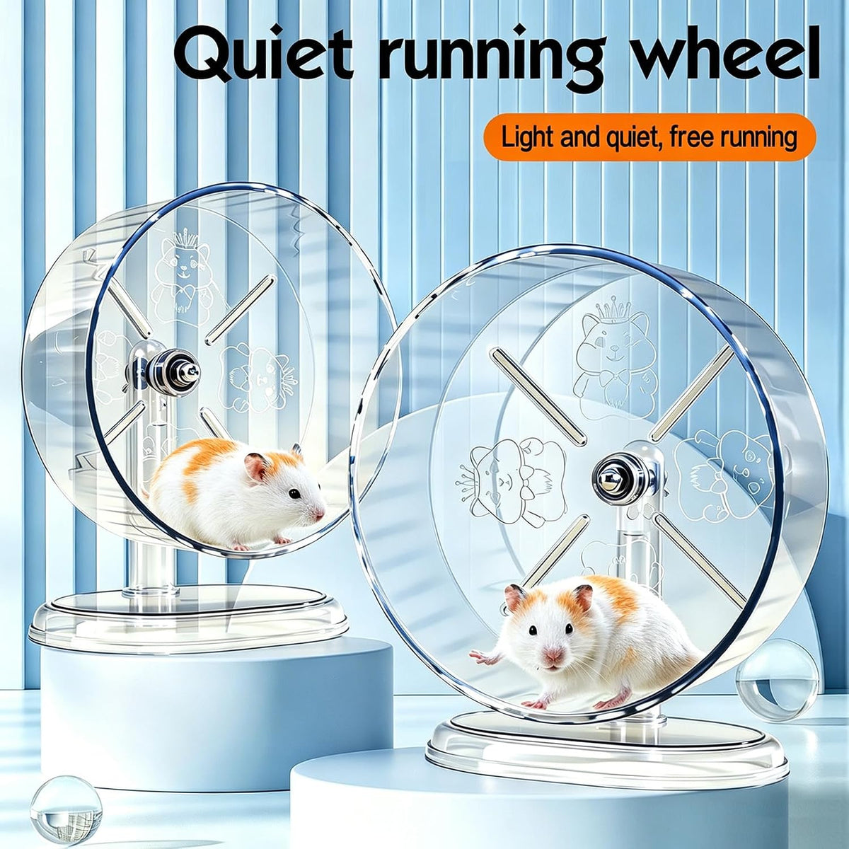 Hamster Wheel, Super Silent Hamster Exercise Wheels - Transparent / Ф8.3 inch - image 2