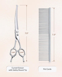 ULG Curved Dog Grooming Shears, 440C Stainless Steel - 2pcs Curved and Wide - image 2