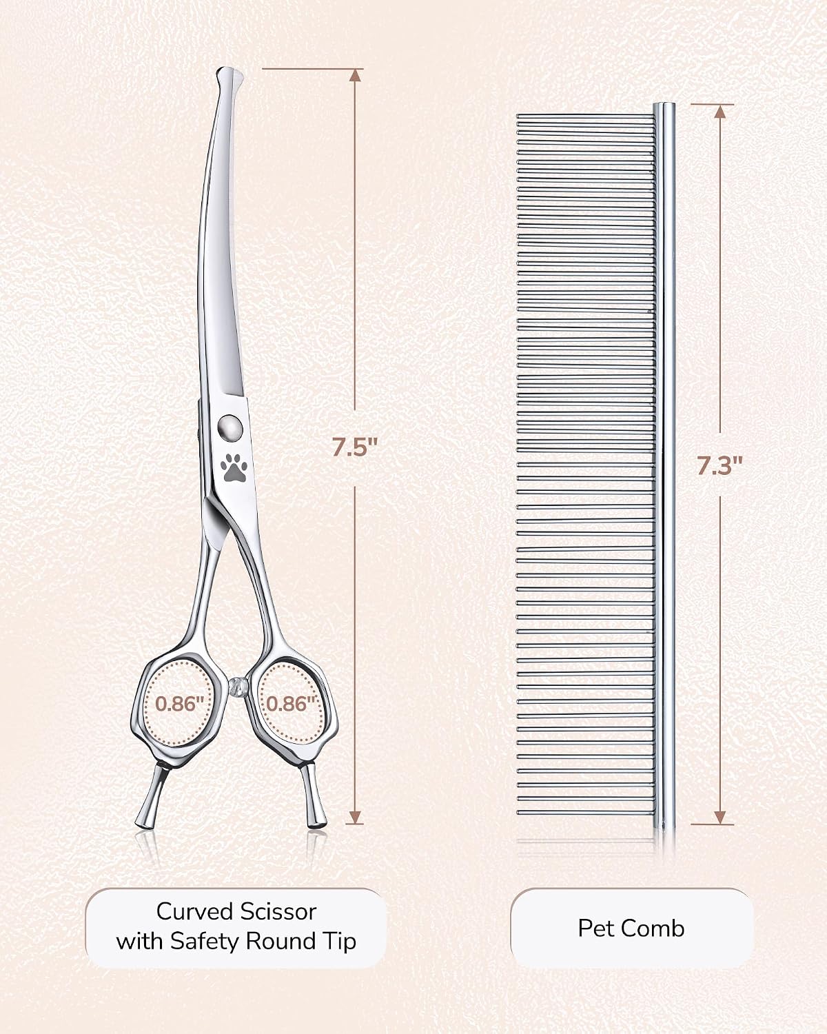 ULG Curved Dog Grooming Shears, 440C Stainless Steel - 2pcs Curved and Wide - image 2