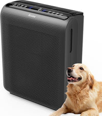 AROEVE Air Purifiers for Bedroom Home Large Room Up to 1504 Ft², 5 Layer Filter for Smoke Pollen Allergies Pet Dander Odor, Air Quality Monitor, Sleep Mode, Timer for Office, Dorm, Kitchen, MK07 Black