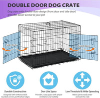 BestPet | Dog Crate | 30" | Black | Foldable Metal Kennel with Double Doors, Secure Slide-Bolt Latches, Leakproof Tray | Portable Dog Cage for Small Breeds | for Travel, Indoor & Outdoor Use