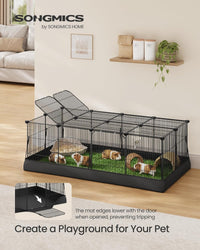 SONGMICS Pet Playpen with Floor, Small Animal Playpen – Essentials for Small Pets - Ink Black / 20 Panels - 48.4"L x 24.8"W x 16.3"H - image 2