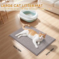 Pieviev Soft Chenille Cat Litter Box Mat, Ultra Absorbent - Grey / L-28''X20'' - image 3