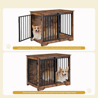 Hzuaneri 77.6 in Double Dog Crate Furniture - Rustic Brown / 31.9"L x 21.7"W x 26.6"H - image 3