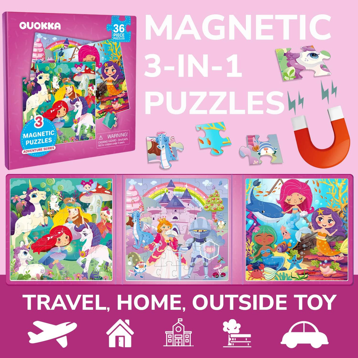 Magnetic Puzzles for Toddlers 3-5 - 1. Princess 36 Pcs Magnetic Puzzles - image 2