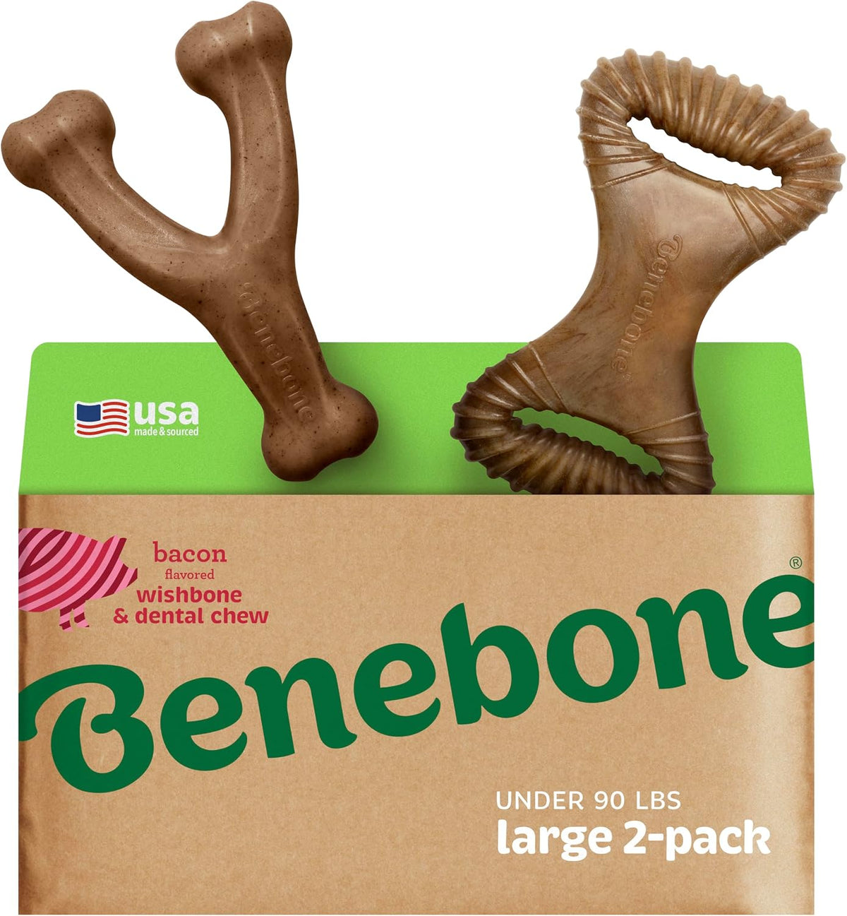 Benebone Medium 4-Pack Dog Toys for Aggressive Chewers - Large / Wishbone/Dental