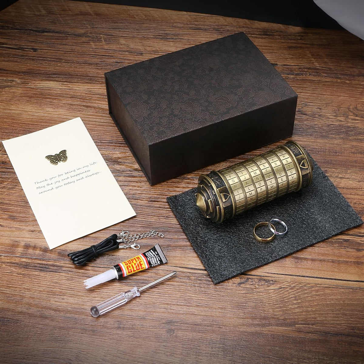 FUNDASTIC Da Vinci Code cryptex puzzle box in zinc alloy with five letter rings - view 11