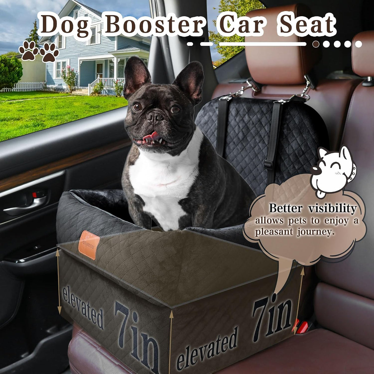 Dog Booster Car Seat for Small/Medium Dogs up to 30 lbs - black - image 2