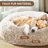 JOLLYVOGUE Small Dog Bed, Calming Dog Beds for Small Dogs & Indoor Cats - 20 Inches Donut Washable - Cream Brown / 36.0"L x 36.0"W x 8.0"Th - image 2