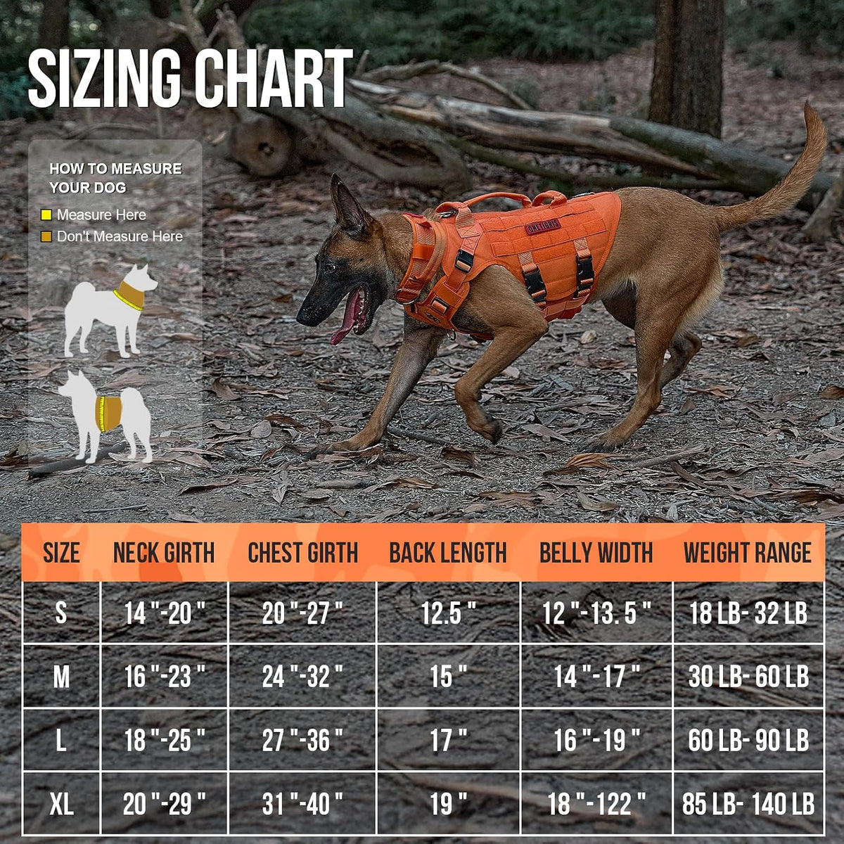 OneTigris Large Tactical Dog Harness No Pull Handle XL Black – Essentials for Dogs - Medium / Orange - image 3
