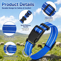 5 Pack Reflective Goat Collars with Bells, Anti-Lost Pet Collar - Black+Red+Pink+Deep Blue+Purple - image 3