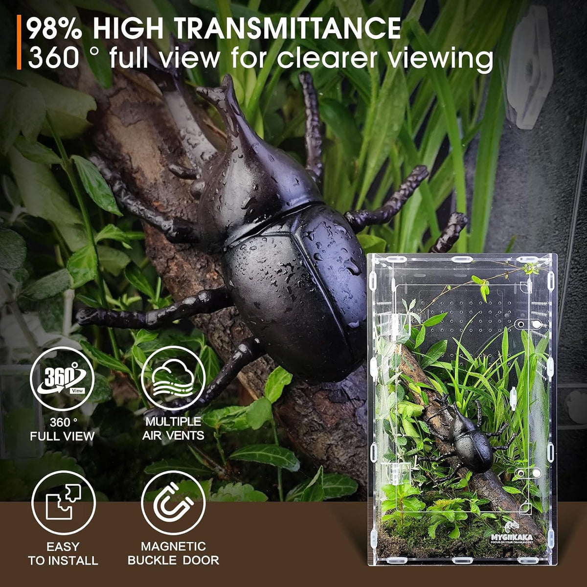 Acrylic Jumping Spider Enclosure, Insect Terrarium for Spiders - Large - image 3