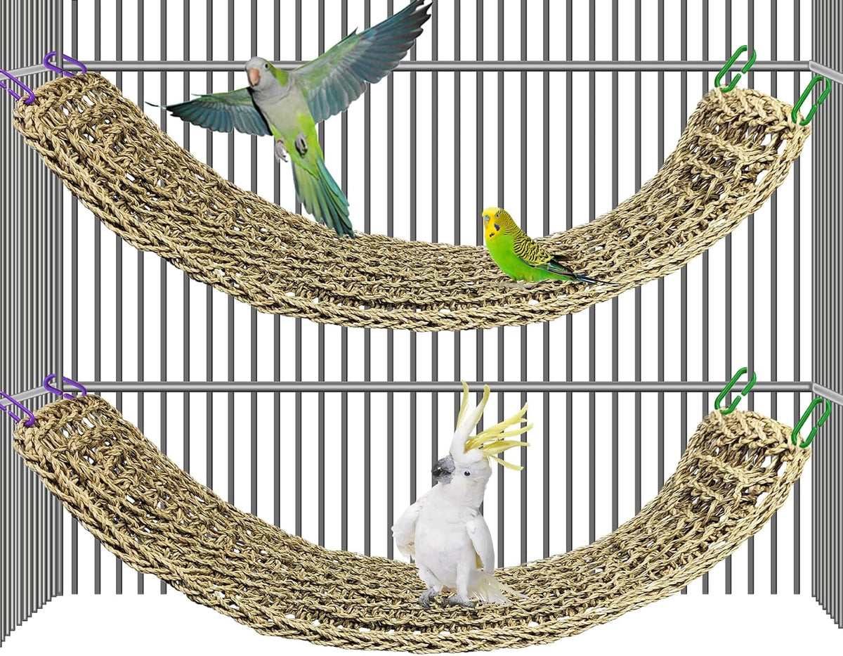 Bird Seagrass Mat 30 x 7 Inch Parrot Natural Seagrass Woven Net - 2Pcs 29.5" × 7"