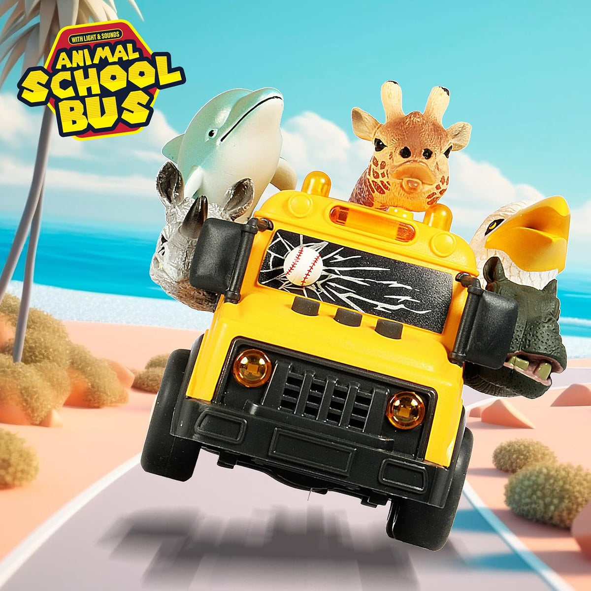DINOBROS School Bus Toy with Light and Sound - Animal School Bus - image 3