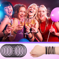 Hotop 100 Pcs Multicolor 80s Silicone Jelly Rubber Bracelets Hair Tie - Black / 200 - image 2